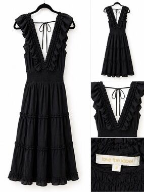 Love the Label Black Ruffle-Trim Maxi Dress - Women's